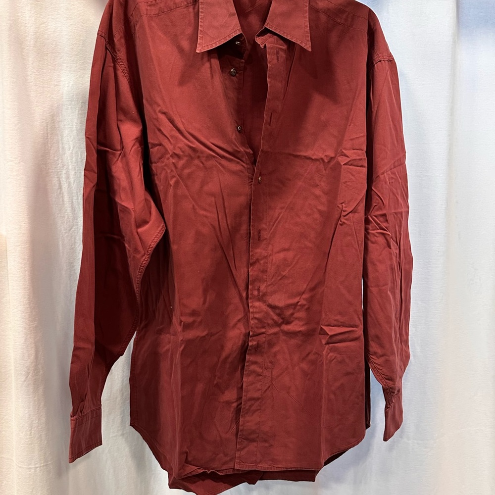 Versace Men's Deep Red Casual Button Down Shirt